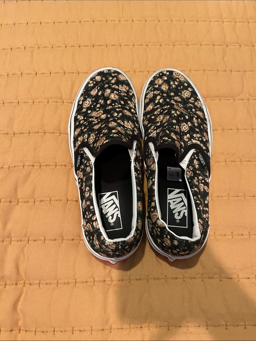 Vans Kids Floral Slip-On Sneakers - Black & Tan